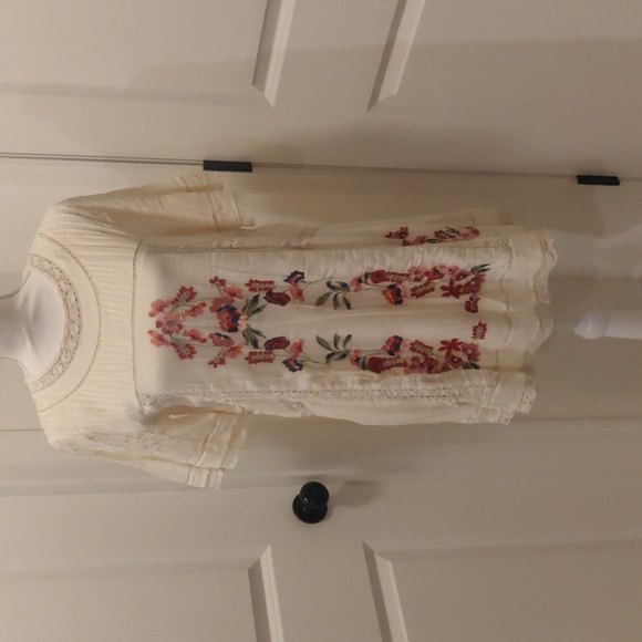 Free People Embroidered Victorian Dress Color- Cream/ Off-white mini dress sz S - Picture 5 of 14